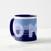 Bleu de fabrication moderne café Mug avec nom (Devant gauche)