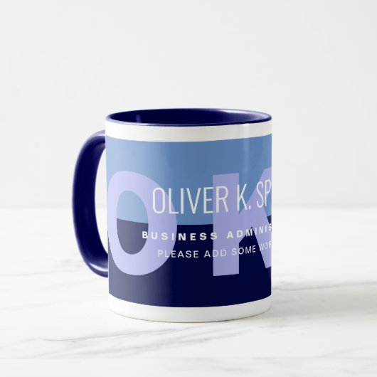 Bleu de fabrication moderne café Mug avec nom (Devant gauche)
