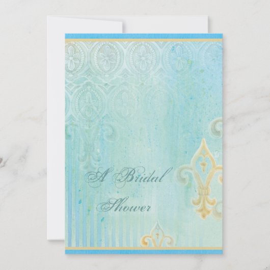 Bleu de Fleur di Lys Damask 2 - faire-part de (Devant)
