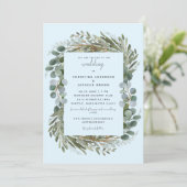Bleu de glace Eucalyptus Faire-part de mariage bot (Debout devant)