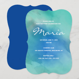 Bleu de la Marine Aquarelle ombre Invitation d'ann