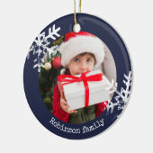 Bleu de la marine Circle Rustique Photo Ornement S (Gauche)