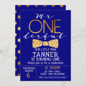 Bleu de la marine M. Invitation d'un jour d'annive (Devant / Derrière)