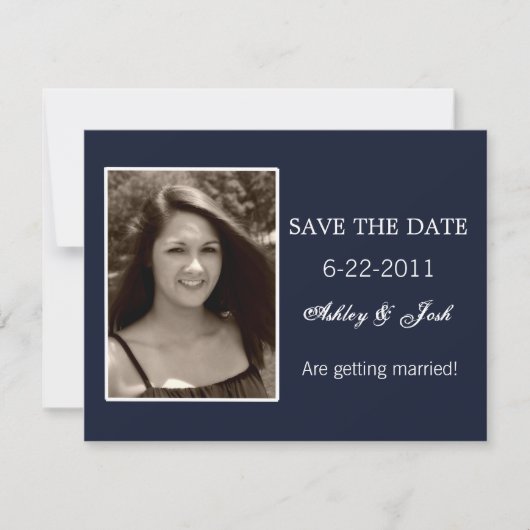 Bleu de la marine Sauvez la date Invitations (Devant)