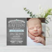 Bleu de lauriers| Invitation au baptême (Debout devant)