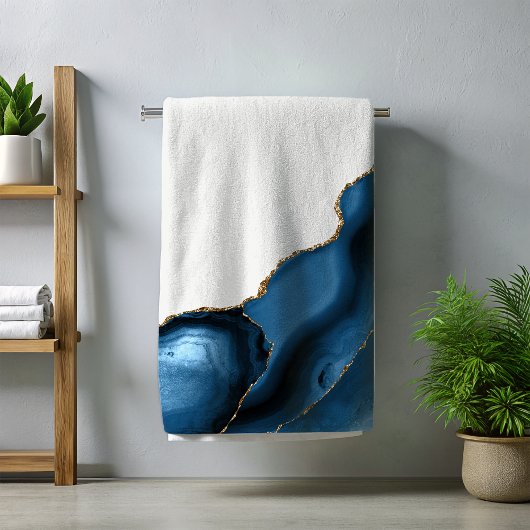 Bleu de marine avec Agate d'or métallique