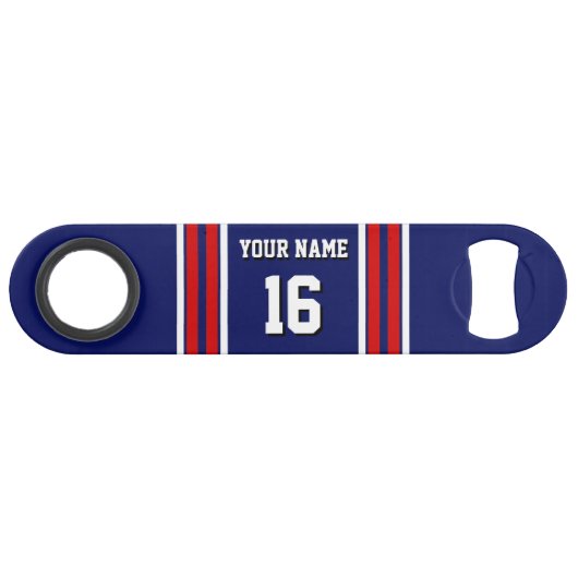Bleu de marine avec Red White Strips Team Jersey (Devant (Horizontal))