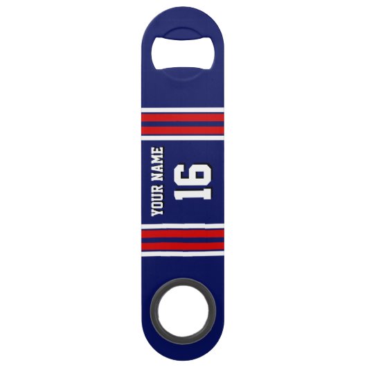 Bleu de marine avec Red White Strips Team Jersey (Dos)