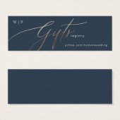 Bleu de marine classique Élégant Blanc Or cadeau R (Devant & derrière)