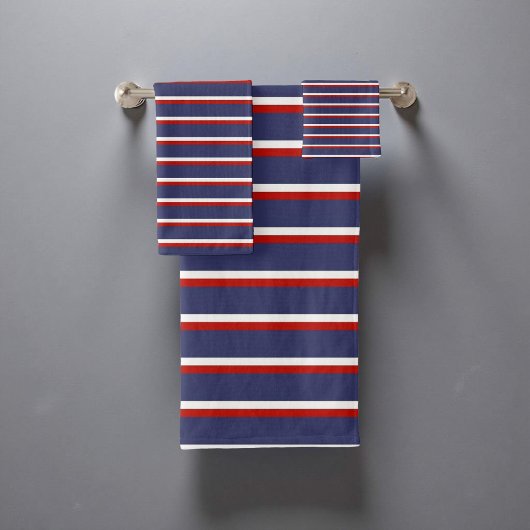 Bleu de marine et rouge Motif de bandes nautiques