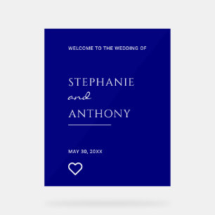 Bleu de marine minimaliste avec coeur Mariage mode