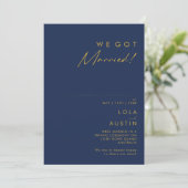 Bleu de marine moderne | Faire-part Gold Elopement (Debout devant)