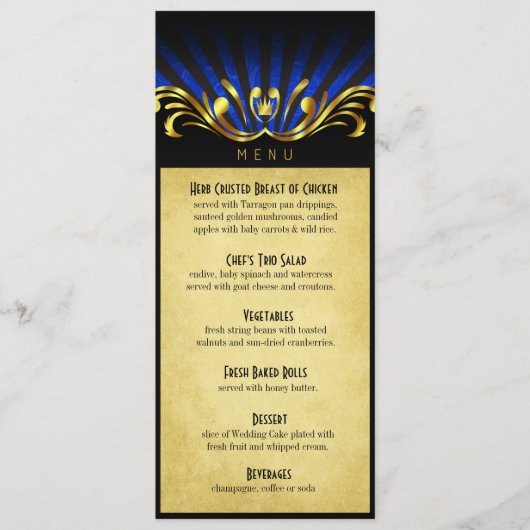 Bleu de menu de dîner de Nouveau Vegas d'art (Devant)