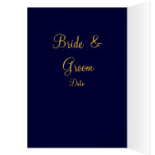 Bleu de menu de mariage et carte de brocard d'or (Intérieur (Gauche))
