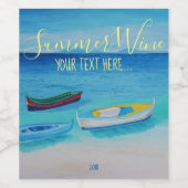 Bleu de mer, Jaune Étiquette à vin Bateaux à dériv (Étiquettes simples)