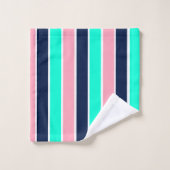 Bleu de mer, rose et bleu marine (Gant de toilette)