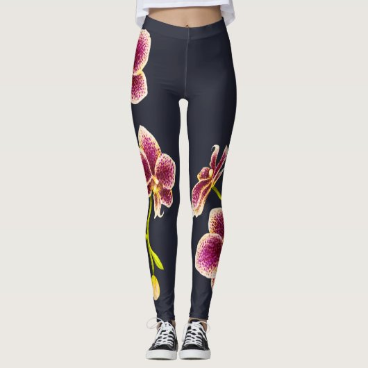 Bleu de minuit, Leggings d'orchidée tan (Devant)
