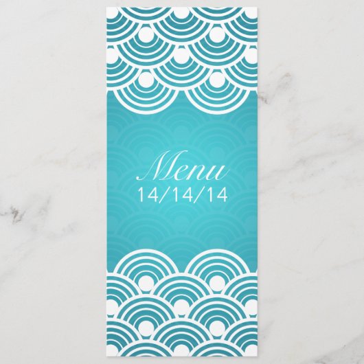 Bleu de motif cranté par menu élégant de mariage (Devant)