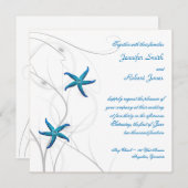 Bleu de poisson d'eau avec Faire-part de mariage d (Devant / Derrière)