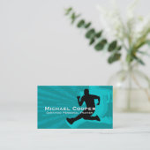 Bleu de turquoise de carte de visite de forme (Debout devant)