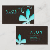 Bleu de turquoise de fleur de carte de visite de (Devant / Derrière)