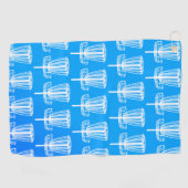 Bleu dégradé disque serviette de golf avec panier (Horizontal)