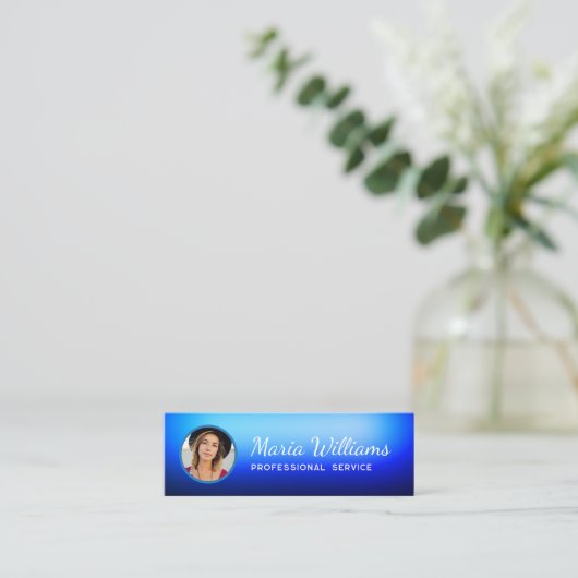 Bleu dégradé photo et code QR Carte de visite (Debout devant)