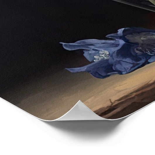 Bleu Delphinium Fleurs Art Imprimer Poster (Coin)