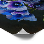 Bleu Delphinium Fleurs Art Imprimer Poster (Coin)