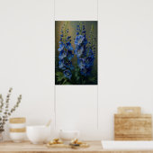 Bleu Delphinium Fleurs Art Imprimer Poster (Cuisine)