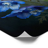 Bleu Delphinium Fleurs Art Imprimer Poster (Coin)