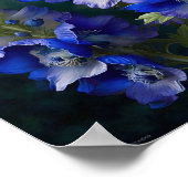 Bleu Delphinium Fleurs Art Imprimer Poster (Coin)