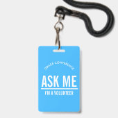 Bleu Demande-moi Je suis un badge d'identification (Avant avec lanière)