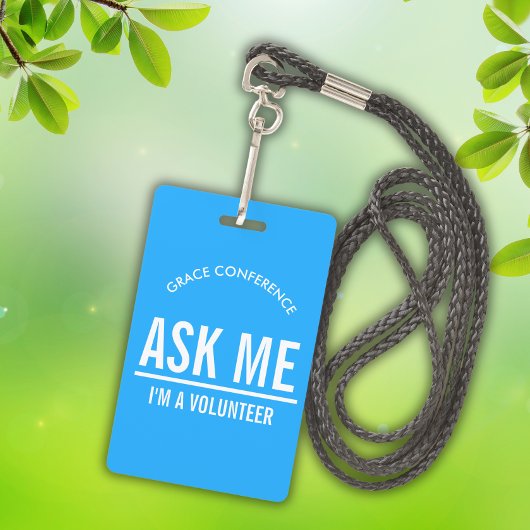 Bleu Demande-moi Je suis un badge d'identification