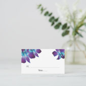 Bleu Dendrobium Orchidée Mariage Cartes de Place (Debout devant)