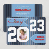 Bleu, Denim, Blanc, Rouge Invitation de diplôme ph (Devant / Derrière)