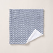 Bleu Denim Poussiéreux Petit Motif Chevron (Gant de toilette)