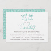 Bleu des invitations | de cocktail de mariage (Devant / Derrière)
