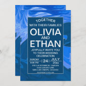 Bleu des vagues Faire-part de mariage d'art abstra (Devant / Derrière)