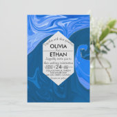 Bleu des vagues Faire-part de mariage d'art abstra (Debout devant)