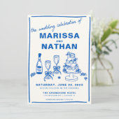 Bleu dessiné ensemble avec Faire-part de mariage p (Debout devant)