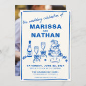 Bleu dessiné ensemble avec Faire-part de mariage p (Devant / Derrière)