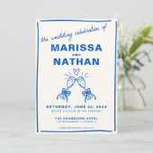 Bleu dessiné ensemble Toast Photo Faire-part de ma (Debout devant)