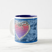 Bleu Diamant Coeur Frame Mug (Devant gauche)