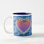 Bleu Diamant Coeur Frame Mug (Gauche)
