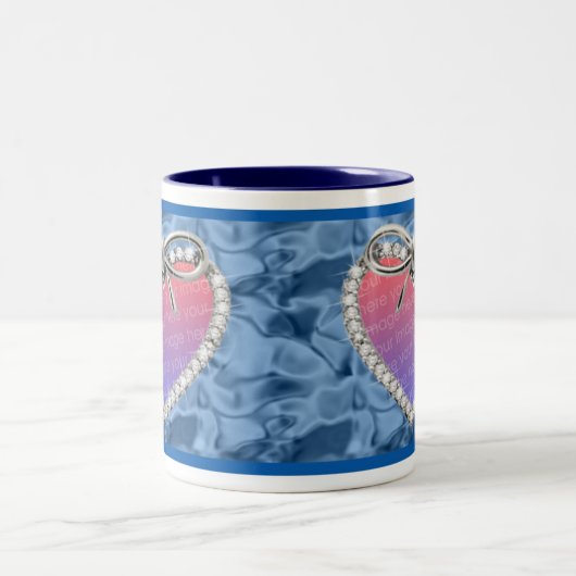 Bleu Diamant Coeur Frame Mug (Centre)