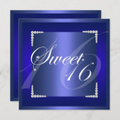 Bleu Diamant Invitation Anniversaire (Devant / Derrière)