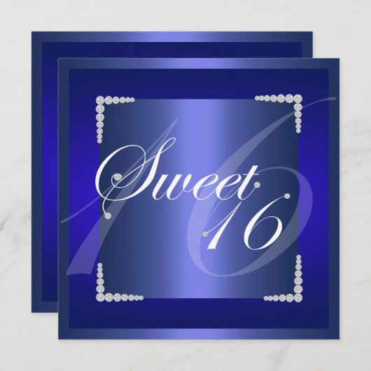 Bleu Diamant Invitation Anniversaire (Devant / Derrière)