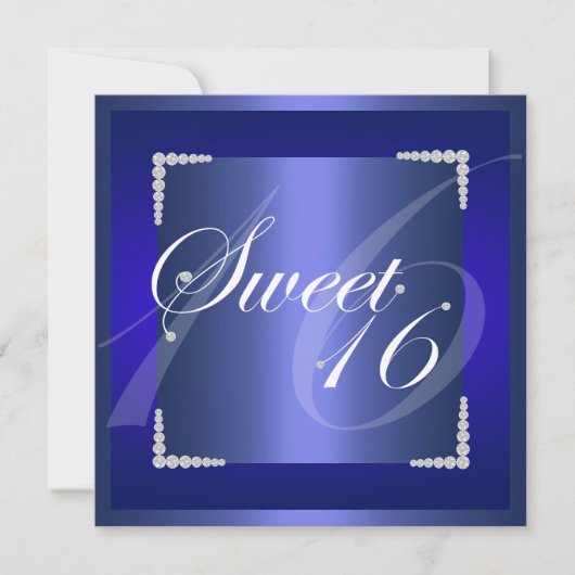 Bleu Diamant Invitation Anniversaire (Devant)