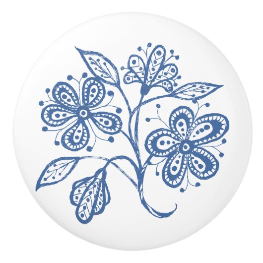 Bleu d'indigo fait sur commande sur le bouton (Devant)